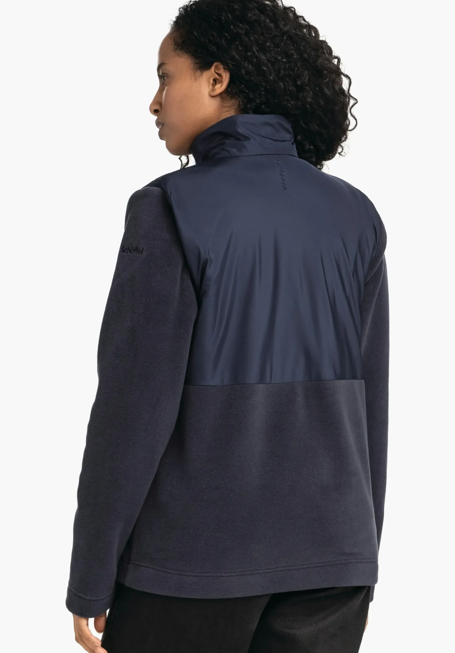 Fleece Jacke mit Materialmix & Ziersteppung