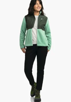 Fleece Jacke mit Materialmix & Ziersteppung