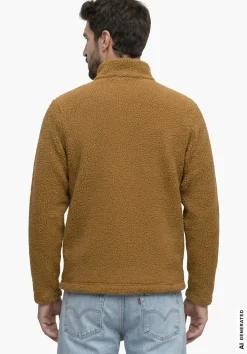 Warme Sherpa Fleece Jacke mit Stehkragen