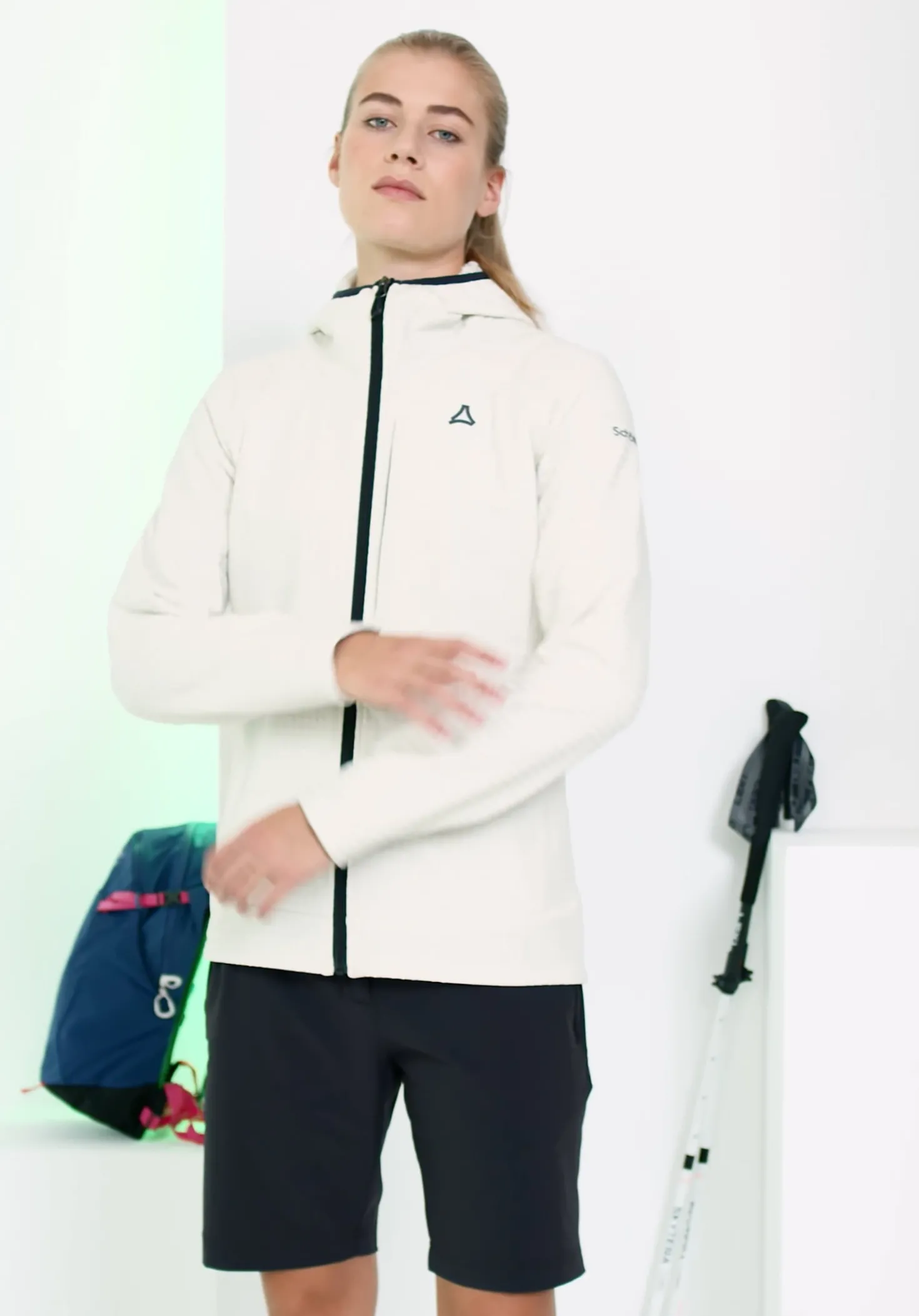 Windabweisender Fleece Hoody mit Stretch